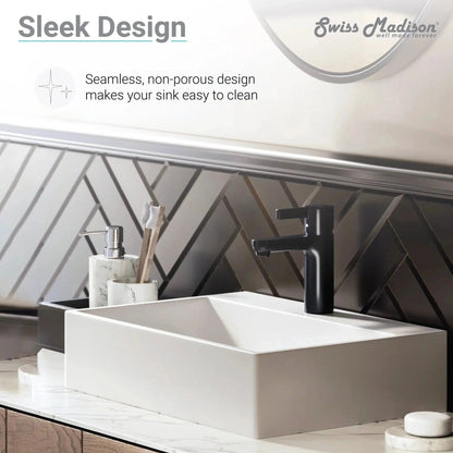 Swiss Madison Claire 21" x 14" White Rectangle Ceramic Vessel Bathroom Sink