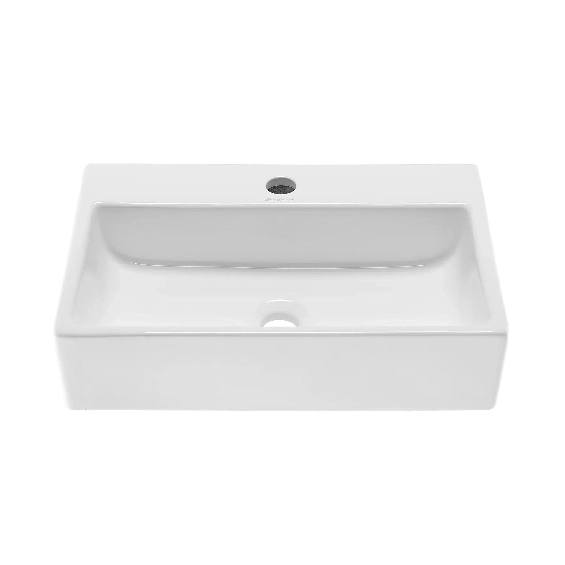 Swiss Madison Claire 21" x 14" White Rectangle Ceramic Vessel Bathroom Sink