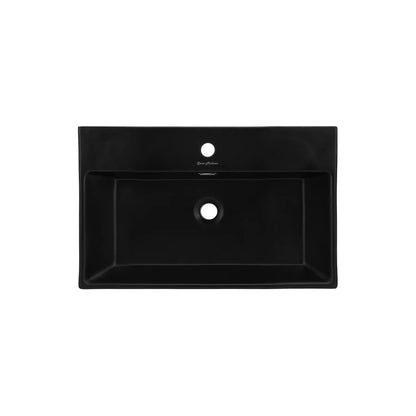 Swiss Madison Claire 24" x 35" Wall-Mounted Console Sink With Matte Black Basin and Black Legs