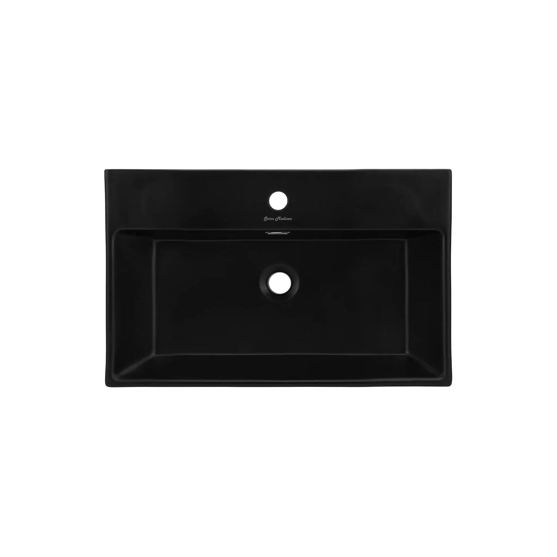 Swiss Madison Claire 24" x 35" Wall-Mounted Console Sink With Matte Black Basin and Gold Legs