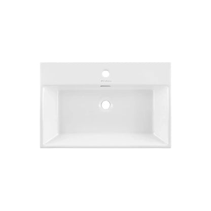 Swiss Madison Claire 24" x 35" Wall-Mounted Console Sink With White Basin and Black Legs
