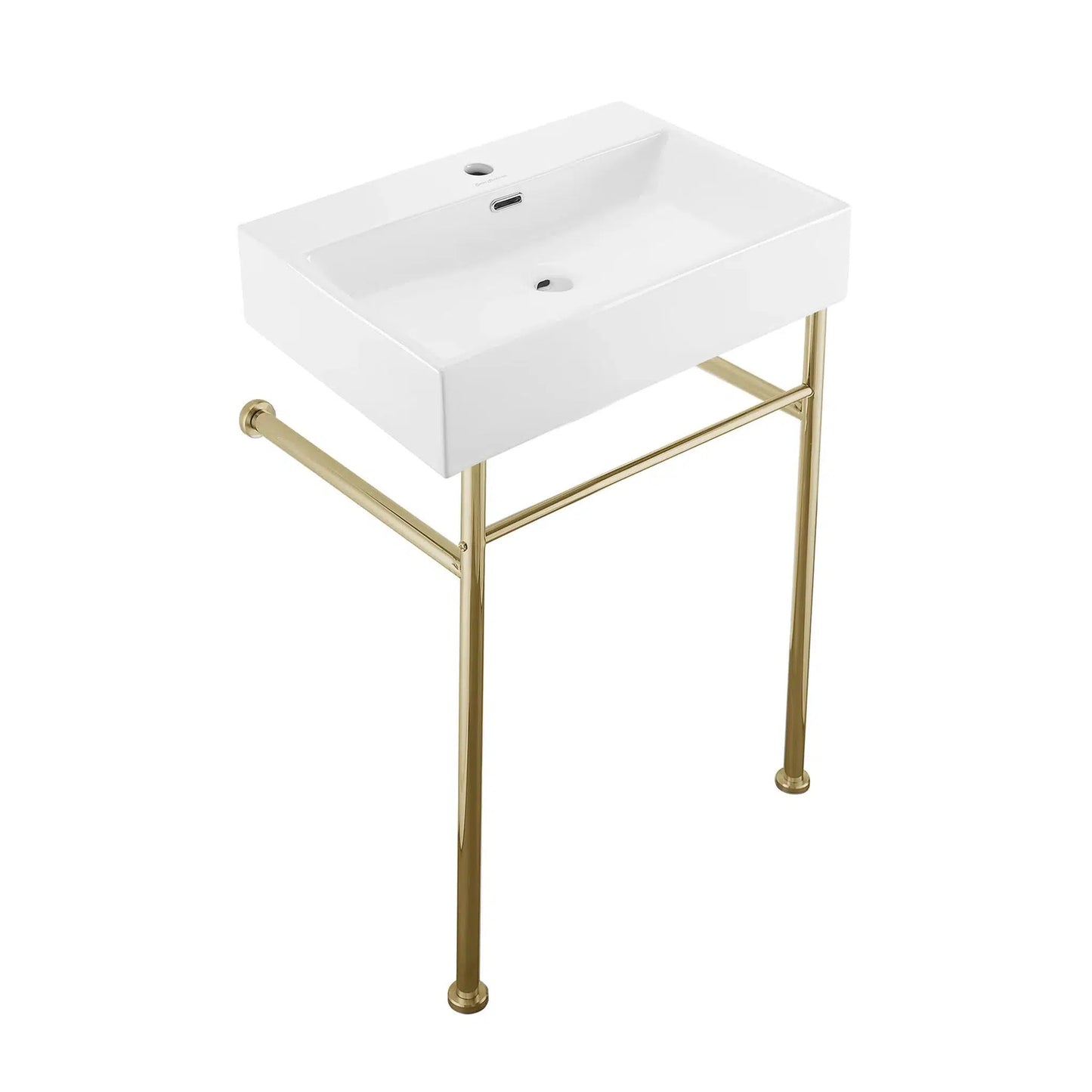 Swiss Madison Claire 24" x 36" Wall-Mounted Console Sink With White Basin and Gold Legs