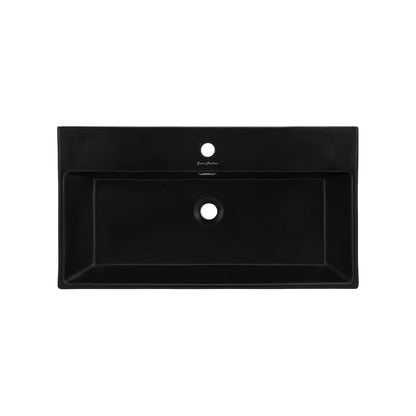 Swiss Madison Claire 30" x 35" Wall-Mounted Console Sink With Matte Black Basin and Black Legs
