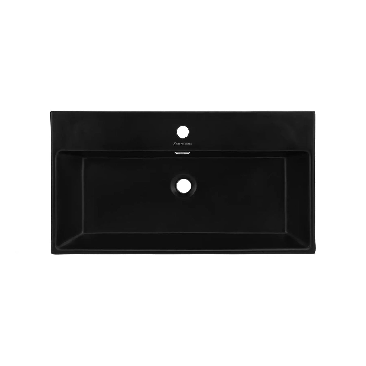 Swiss Madison Claire 30" x 35" Wall-Mounted Console Sink With Matte Black Basin and Chrome Legs