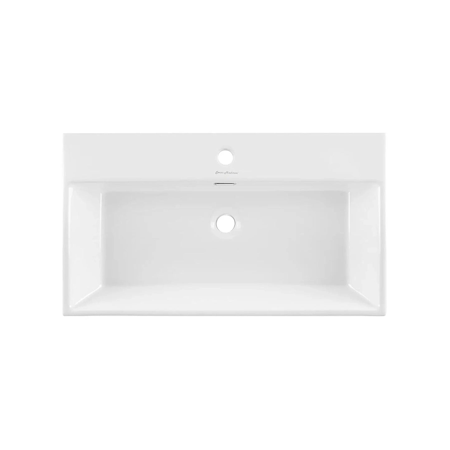 Swiss Madison Claire 30" x 35" Wall-Mounted Console Sink With White Basin and Black Legs