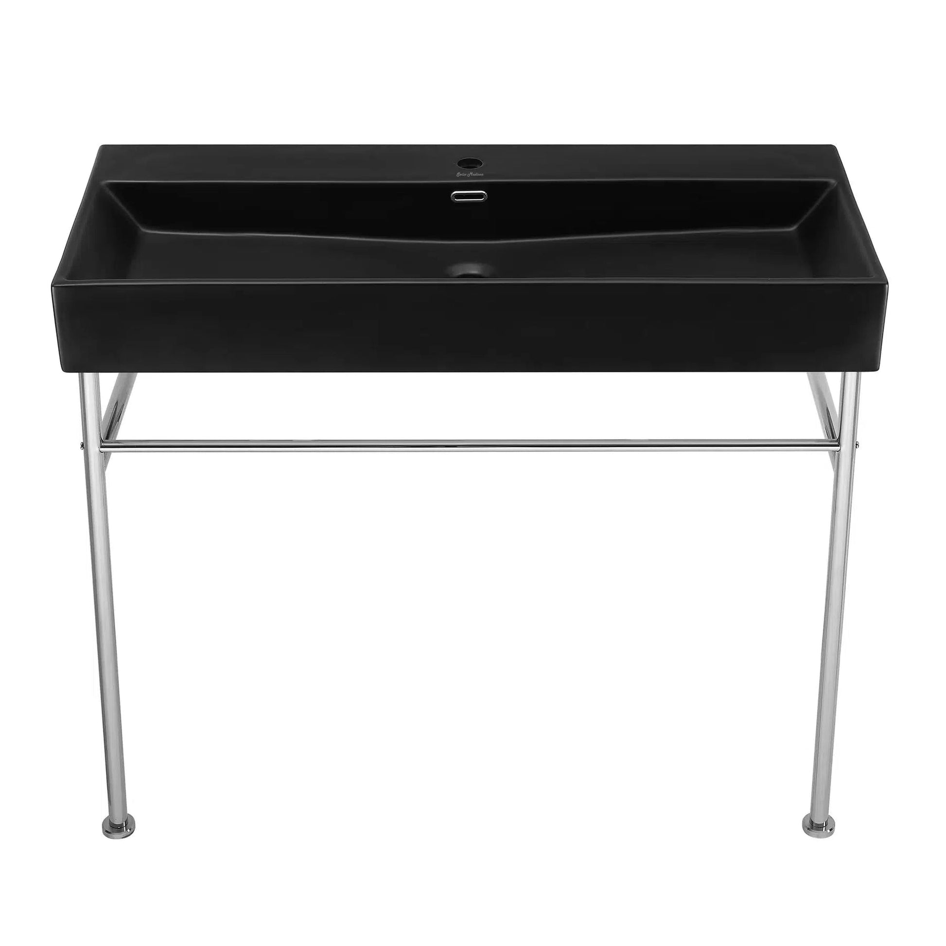 Swiss Madison Claire 40" x 35" Wall-Mounted Console Sink With Matte Black Basin and Chrome Legs