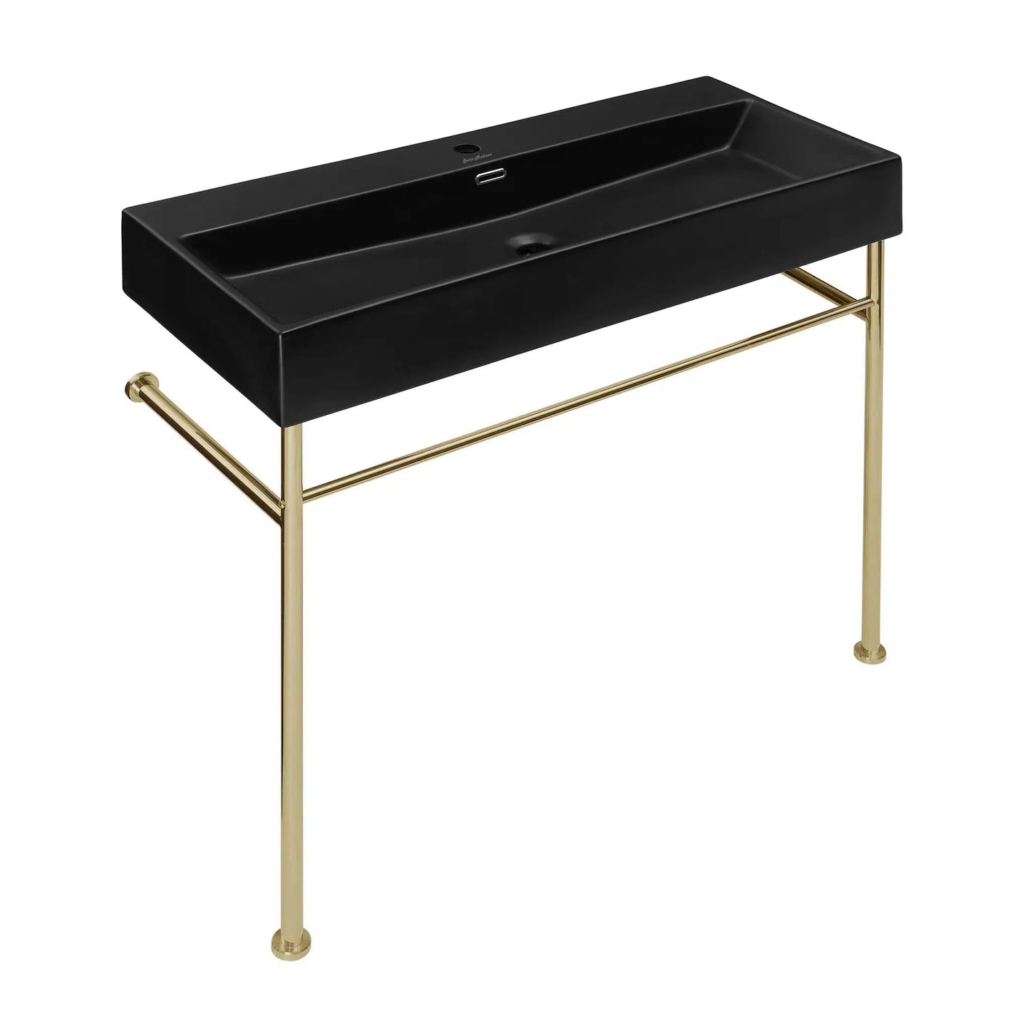 Swiss Madison Claire 40" x 35" Wall-Mounted Console Sink With Matte Black Basin and Gold Legs