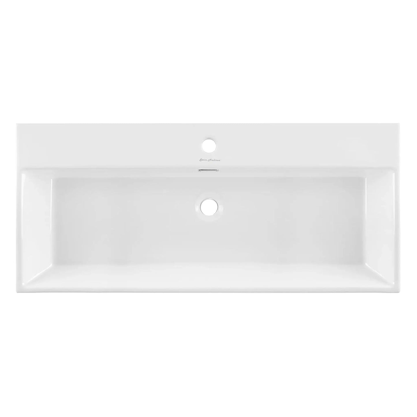 Swiss Madison Claire 40" x 35" Wall-Mounted Console Sink With White Basin and Black Legs
