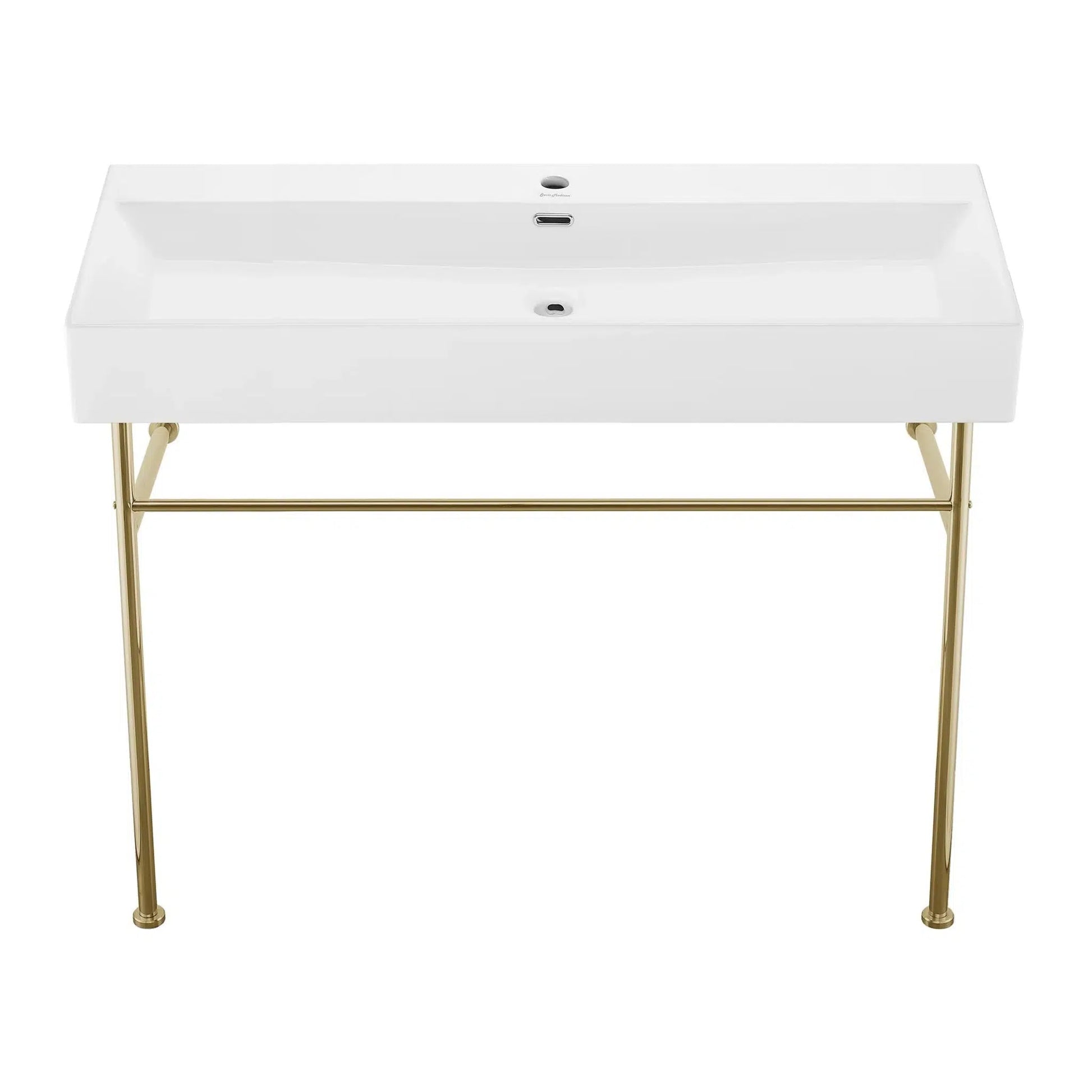 Swiss Madison Claire 40" x 35" Wall-Mounted Console Sink With White Basin and Gold Legs