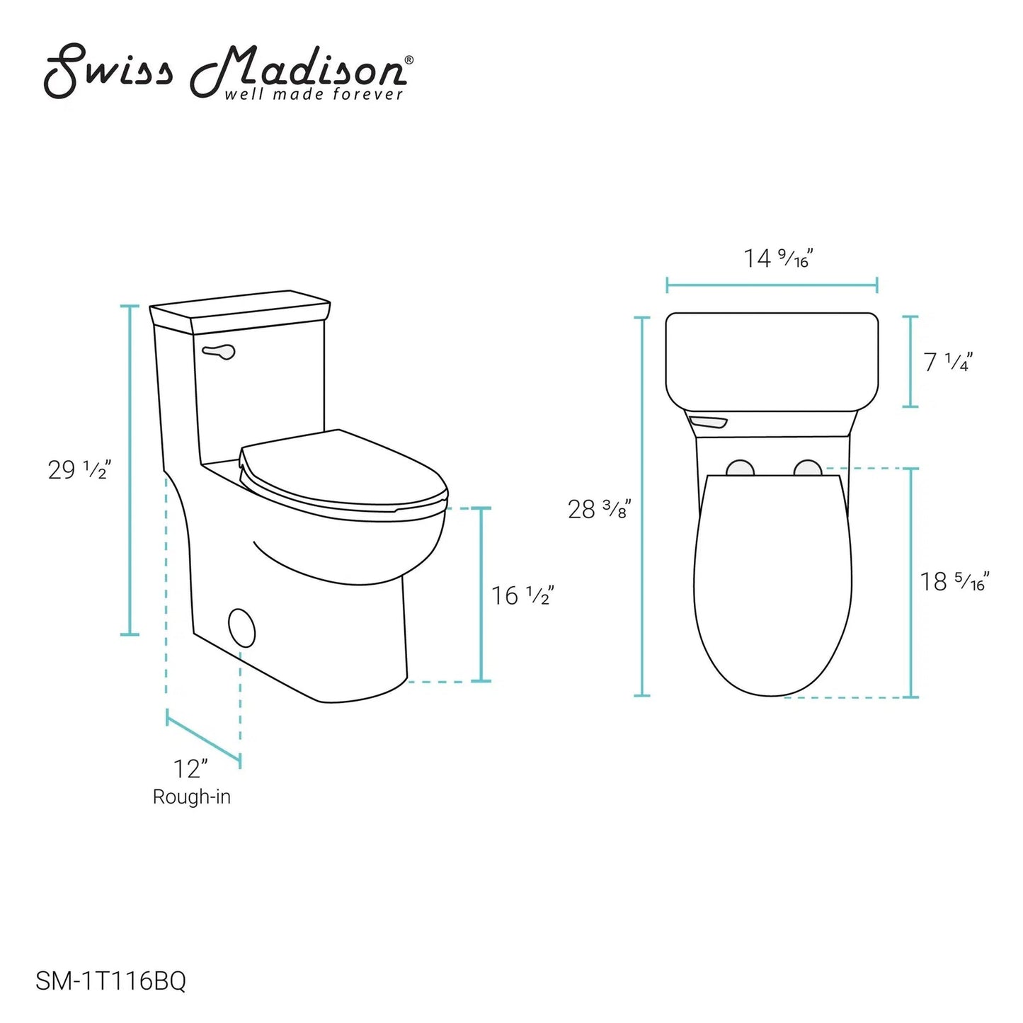 Swiss Madison Classé 15" x 30" One-Piece Bisque Floor-Mounted Toilet With 1.28 GPF