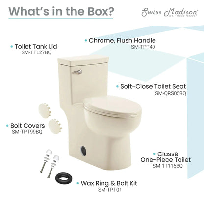 Swiss Madison Classé 15" x 30" One-Piece Bisque Floor-Mounted Toilet With 1.28 GPF