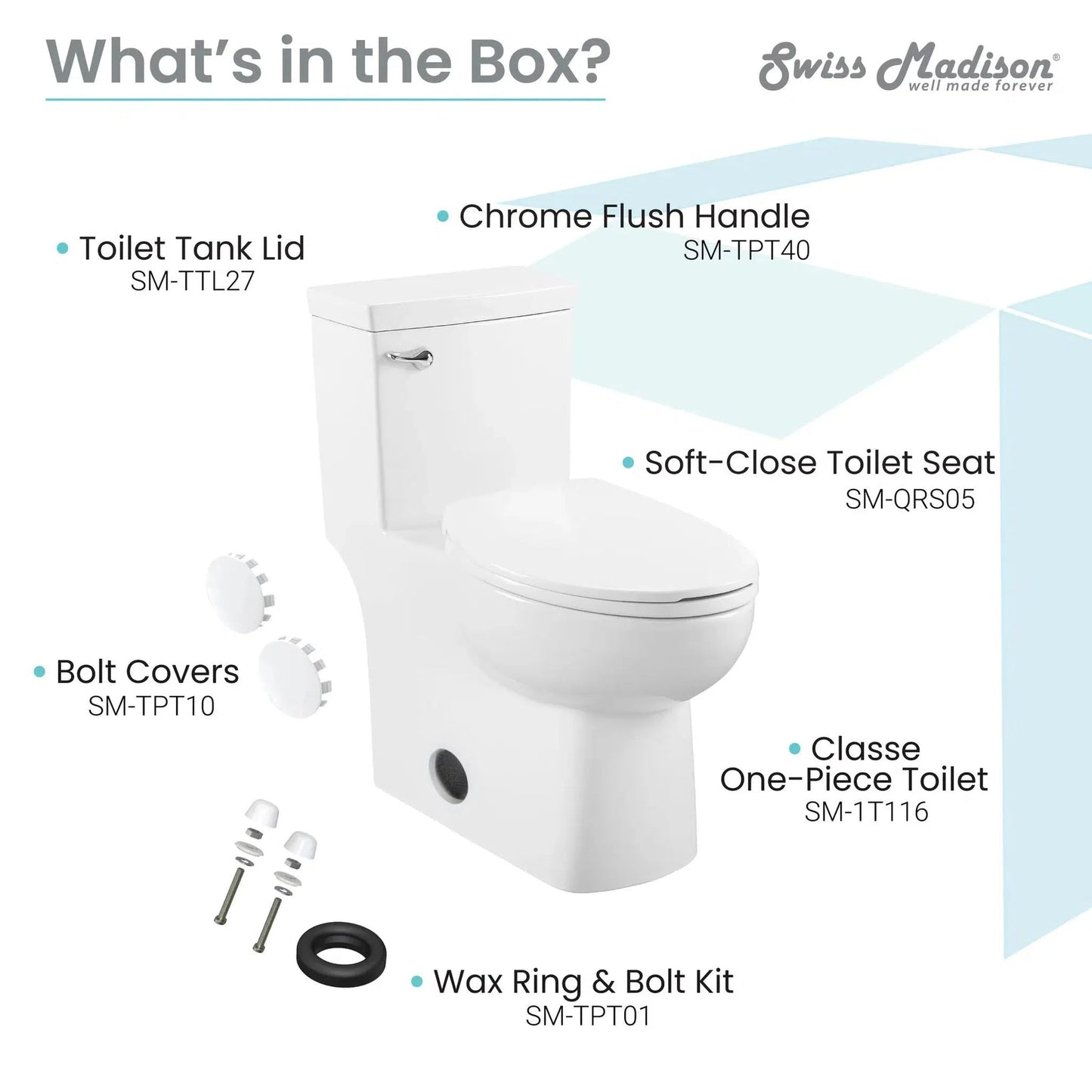 Swiss Madison Classé 15" x 30" One-Piece Glossy White Floor-Mounted Toilet With 1.28 GPF