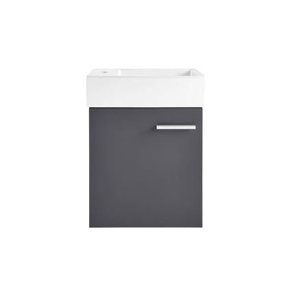 Swiss Madison Colmer 18" x 22" Wall-Mounted Slate Bathroom Vanity With Ceramic Single Sink