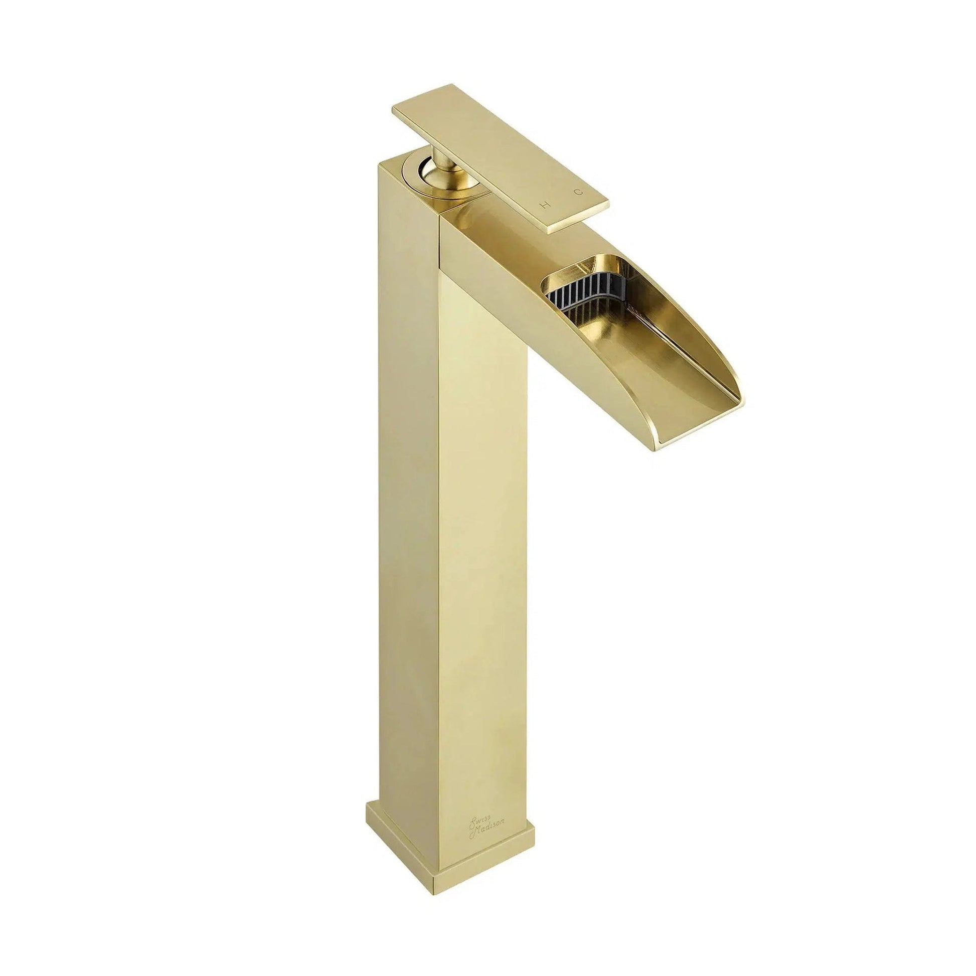 Swiss Madison Concorde 13" Brushed Gold Single-Handle Waterfall Bathroom Faucet With 1.2 GPM Flow Rate