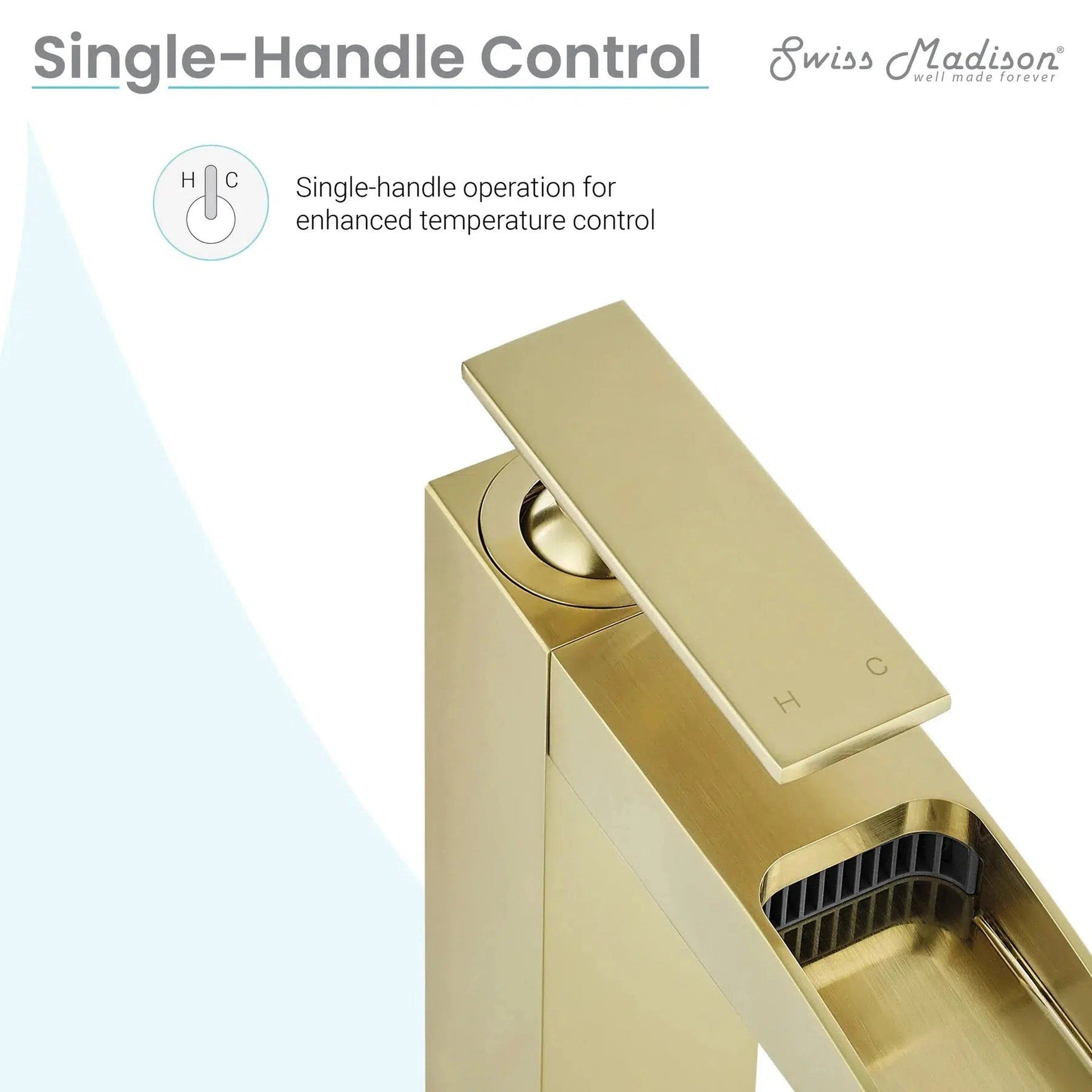 Swiss Madison Concorde 13" Brushed Gold Single-Handle Waterfall Bathroom Faucet With 1.2 GPM Flow Rate