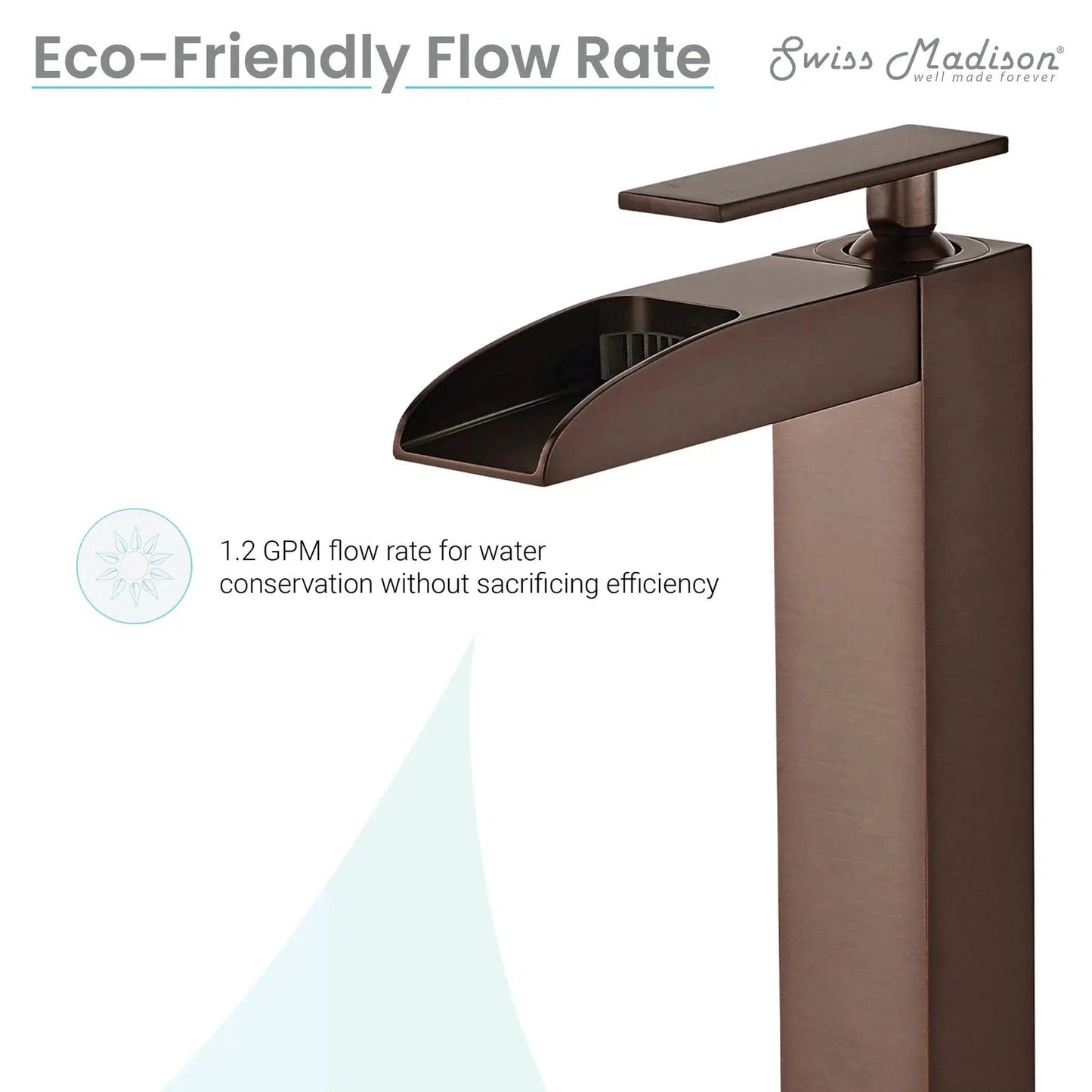 Swiss Madison Concorde 13" Single-Handle Oil Rubbed Bronze Waterfall Bathroom Faucet With 1.2 GPM Flow Rate