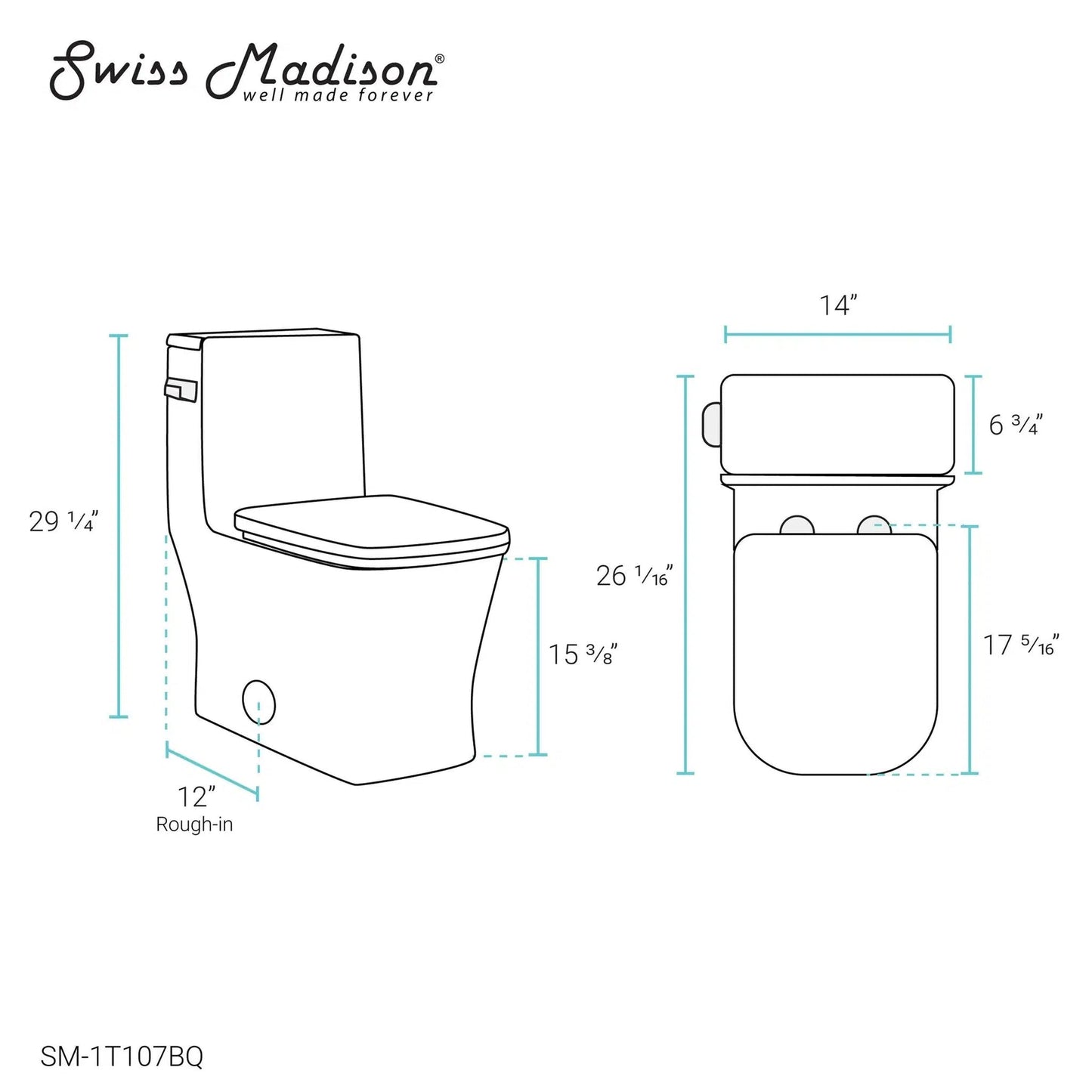 Swiss Madison Concorde 14" x 29" Bisque One-Piece Elongated Square Floor Mounted Toilet With 1.28 GPF Side Flush Function