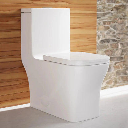 Swiss Madison Concorde 14" x 29" Glossy White One-Piece Elongated Square Floor Mounted Toilet With 1.1/1.6 GPF Dual-Flush Function