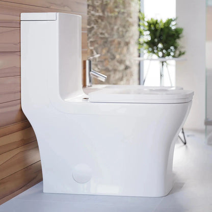 Swiss Madison Concorde 14" x 29" Glossy White One-Piece Elongated Square Floor Mounted Toilet With 1.1/1.6 GPF Dual-Flush Function