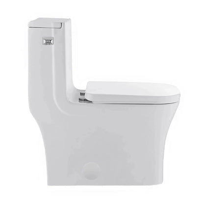 Swiss Madison Concorde 14" x 29" Glossy White One-Piece Elongated Square Floor Mounted Toilet With 1.28 GPF Side Flush Function