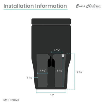 Swiss Madison Concorde 14" x 29" Matte Black One-Piece Elongated Square Floor Mounted Toilet With 1.1/1.6 GPF Dual-Flush Function