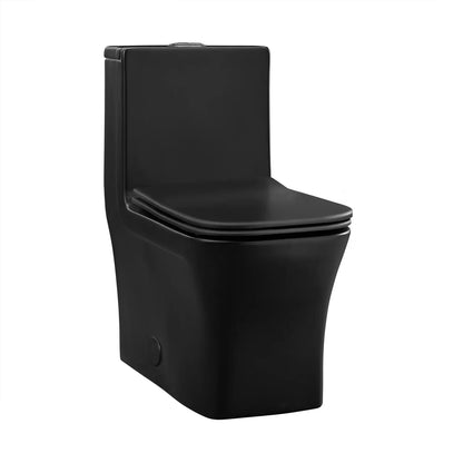 Swiss Madison Concorde 14" x 29" Matte Black One-Piece Elongated Square Floor Mounted Toilet With 1.1/1.6 GPF Dual-Flush Function