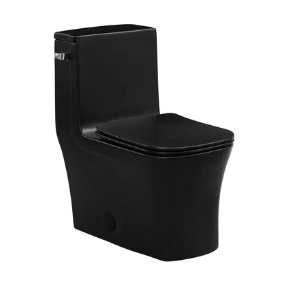 Swiss Madison Concorde 14" x 29" Matte Black One-Piece Elongated Square Floor Mounted Toilet With 1.28 GPF Side Flush Function