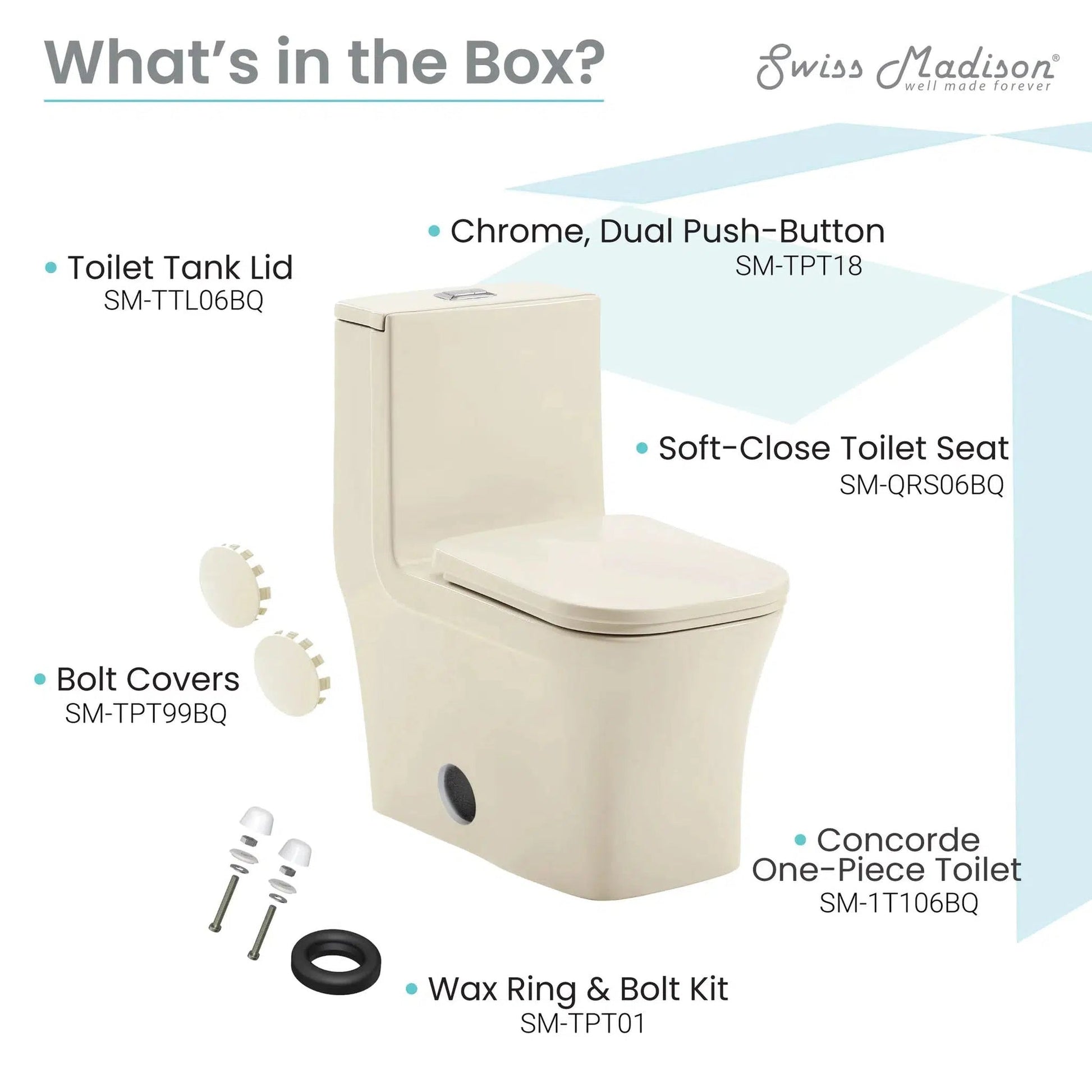 Swiss Madison Concorde 14" x 29" One-Piece Bisque Elongated Square Floor-Mounted Toilet With 1.1/1.6 GPF