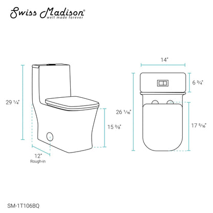 Swiss Madison Concorde 14" x 29" One-Piece Bisque Elongated Square Floor-Mounted Toilet With 1.1/1.6 GPF