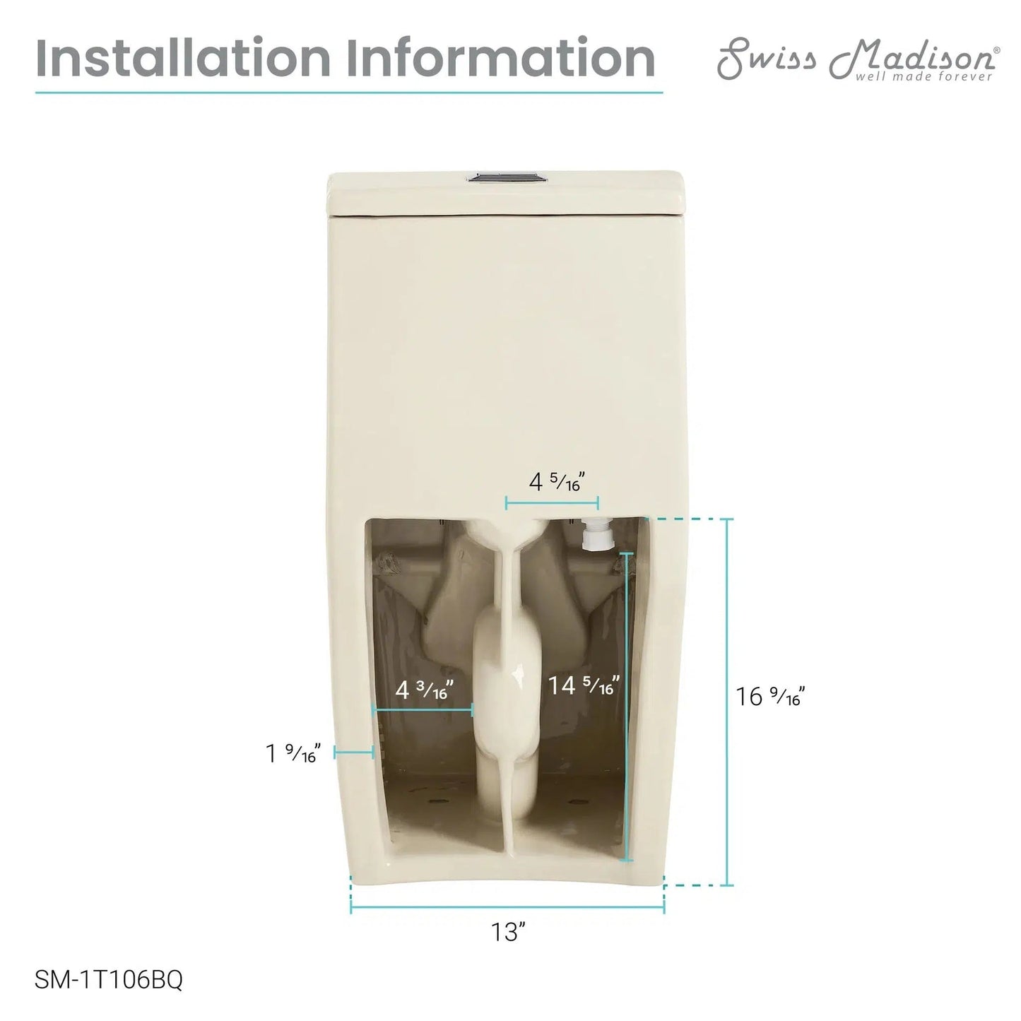 Swiss Madison Concorde 14" x 29" One-Piece Bisque Elongated Square Floor-Mounted Toilet With 1.1/1.6 GPF