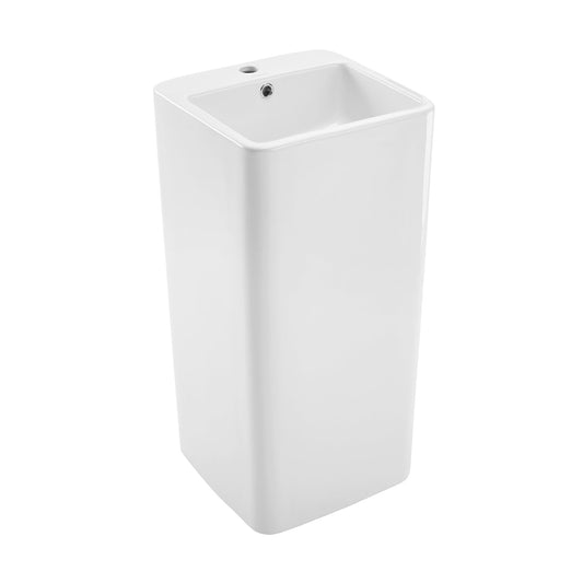 Swiss Madison Concorde 16" x 33" Freestanding One-Piece Squared White Pedestal Sink With Overflow