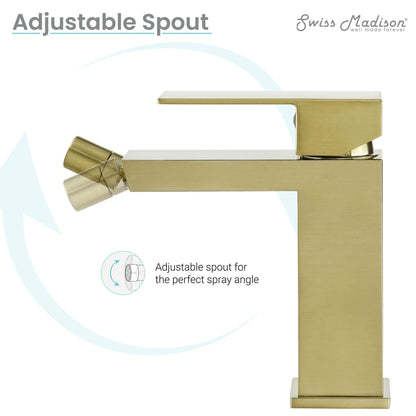 Swiss Madison Concorde 6" Brushed Gold Single Hole Fixture Mounted Bidet Faucet With Flow Rate of 1.28 GPM
