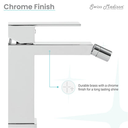 Swiss Madison Concorde 6" Chrome Single Hole Fixture Mounted Bidet Faucet With Flow Rate of 1.28 GPM