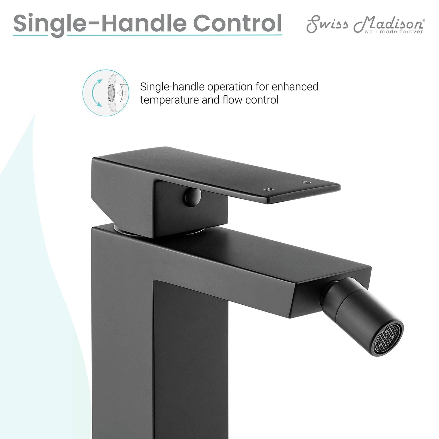 Swiss Madison Concorde 6" Matte Black Single Hole Fixture Mounted Bidet Faucet With Flow Rate of 1.28 GPM