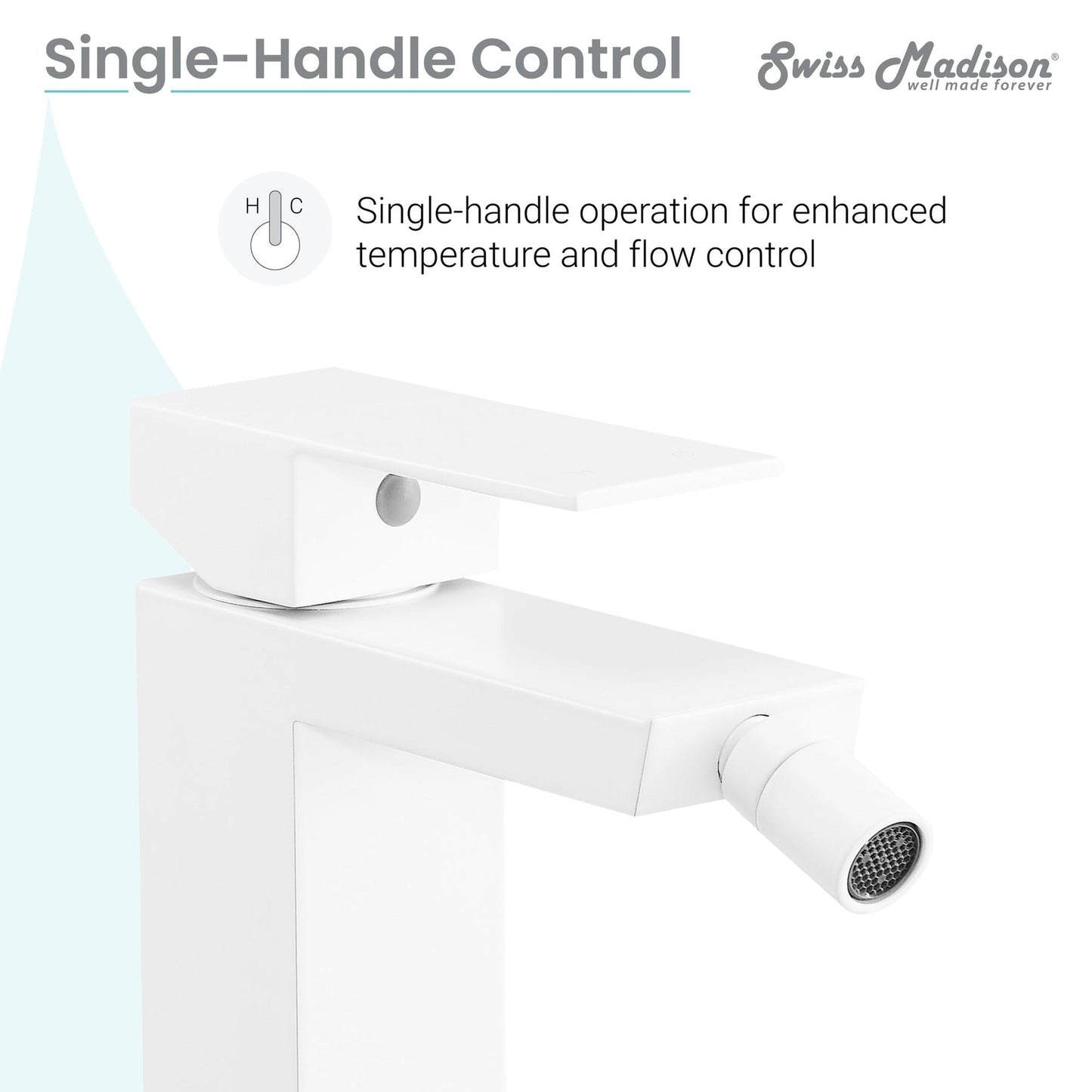 Swiss Madison Concorde 6" Matte White Single Hole Fixture Mounted Bidet Faucet With Flow Rate of 1.28 GPM