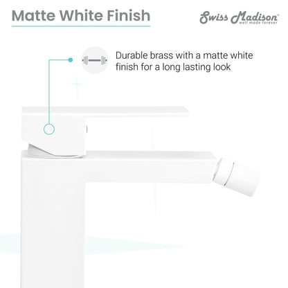 Swiss Madison Concorde 6" Matte White Single Hole Fixture Mounted Bidet Faucet With Flow Rate of 1.28 GPM