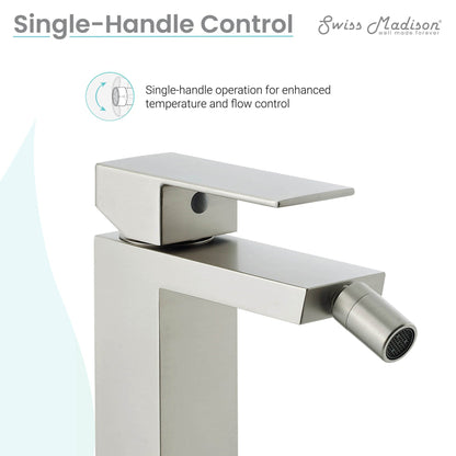 Swiss Madison Concorde 6" Nickel Single Hole Fixture Mounted Bidet Faucet With Flow Rate of 1.28 GPM