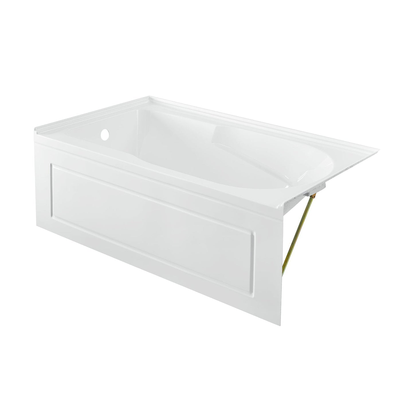 Swiss Madison Concorde 60" x 32" Glossy White Left-Hand Drain Alcove Bathtub With Integrated Armrest and Built-In Flange & Apron Front