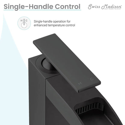 Swiss Madison Concorde 7" Single-Handle Matte Black Waterfall Bathroom Faucet With 1.2 GPM Flow Rate