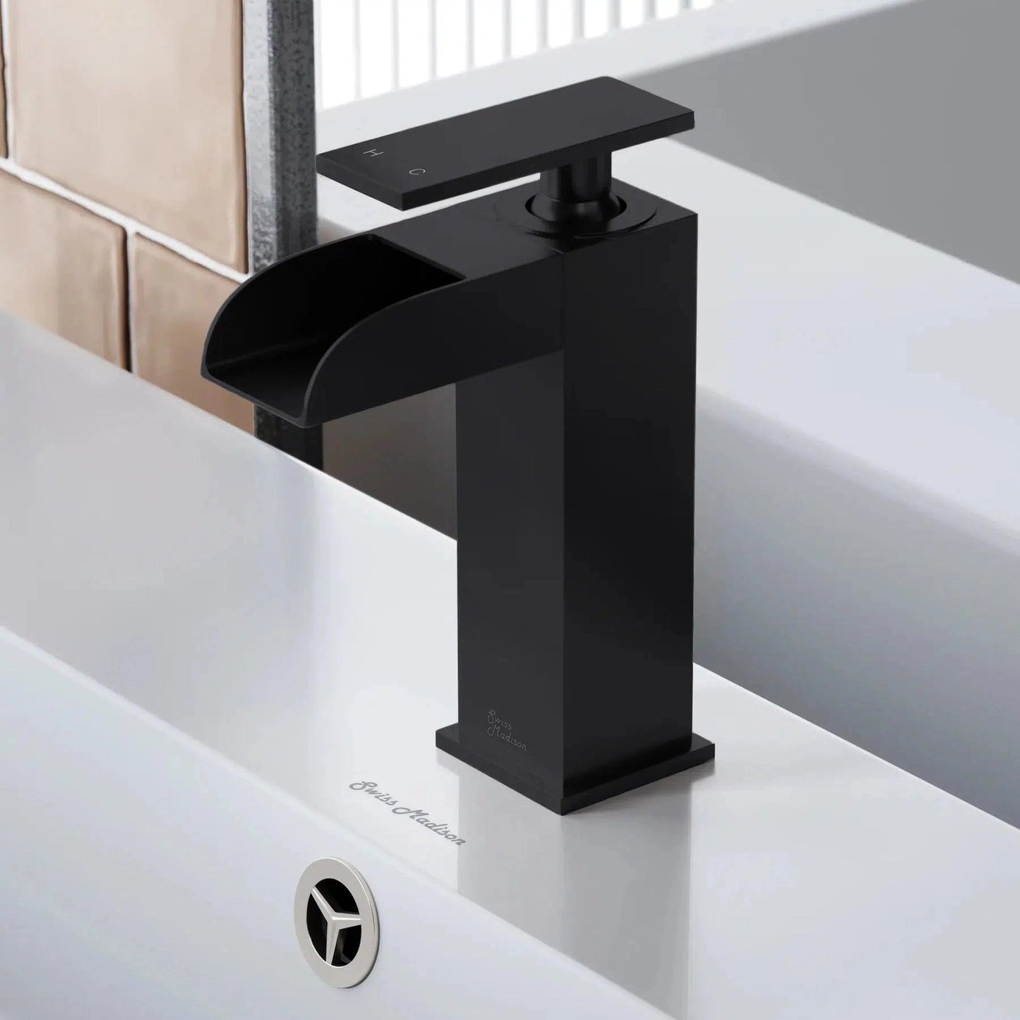 Swiss Madison Concorde 7" Single-Handle Matte Black Waterfall Bathroom Faucet With 1.2 GPM Flow Rate