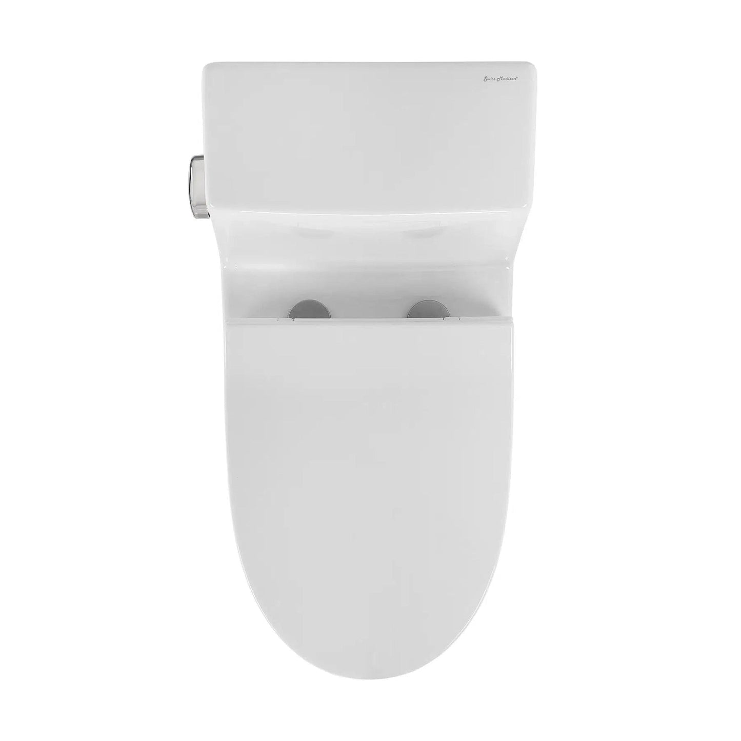 Swiss Madison Daxton 15" x 28" Glossy White One-Piece Elongated Floor Mounted Toilet With 1.28 GPF Vortex Side Flush Function