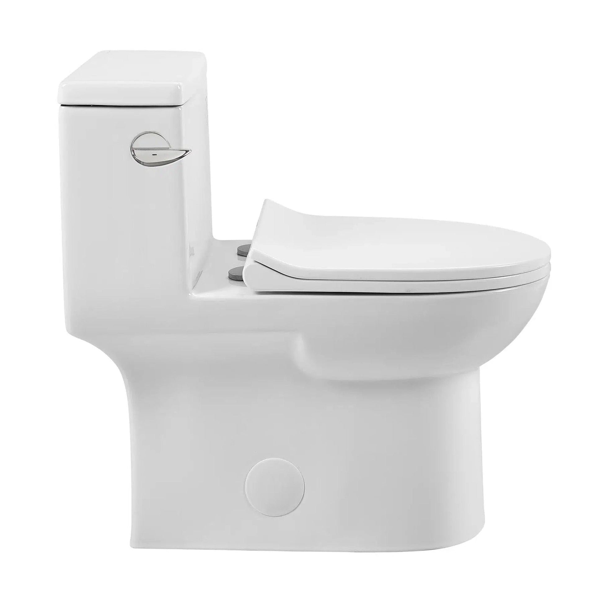 Swiss Madison Daxton 15" x 28" Glossy White One-Piece Elongated Floor Mounted Toilet With 1.28 GPF Vortex Side Flush Function