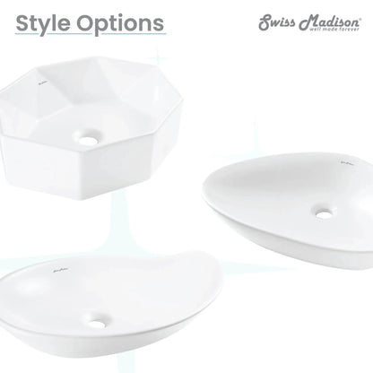Swiss Madison Daxton 26" x 16" White Irregular Ceramic Bathroom Vessel Sink