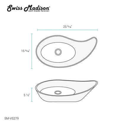 Swiss Madison Daxton 26" x 16" White Irregular Ceramic Vessel Bathroom Sink