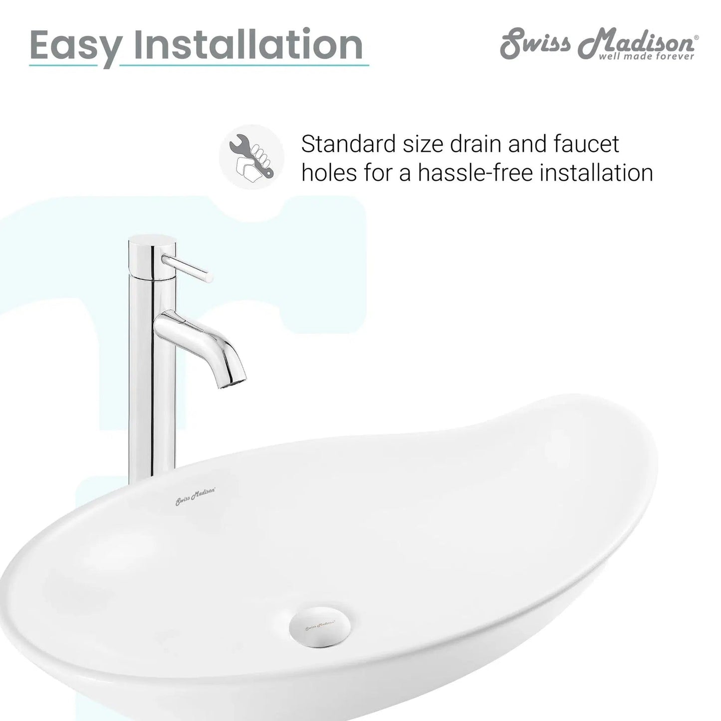 Swiss Madison Daxton 26" x 16" White Irregular Ceramic Vessel Bathroom Sink