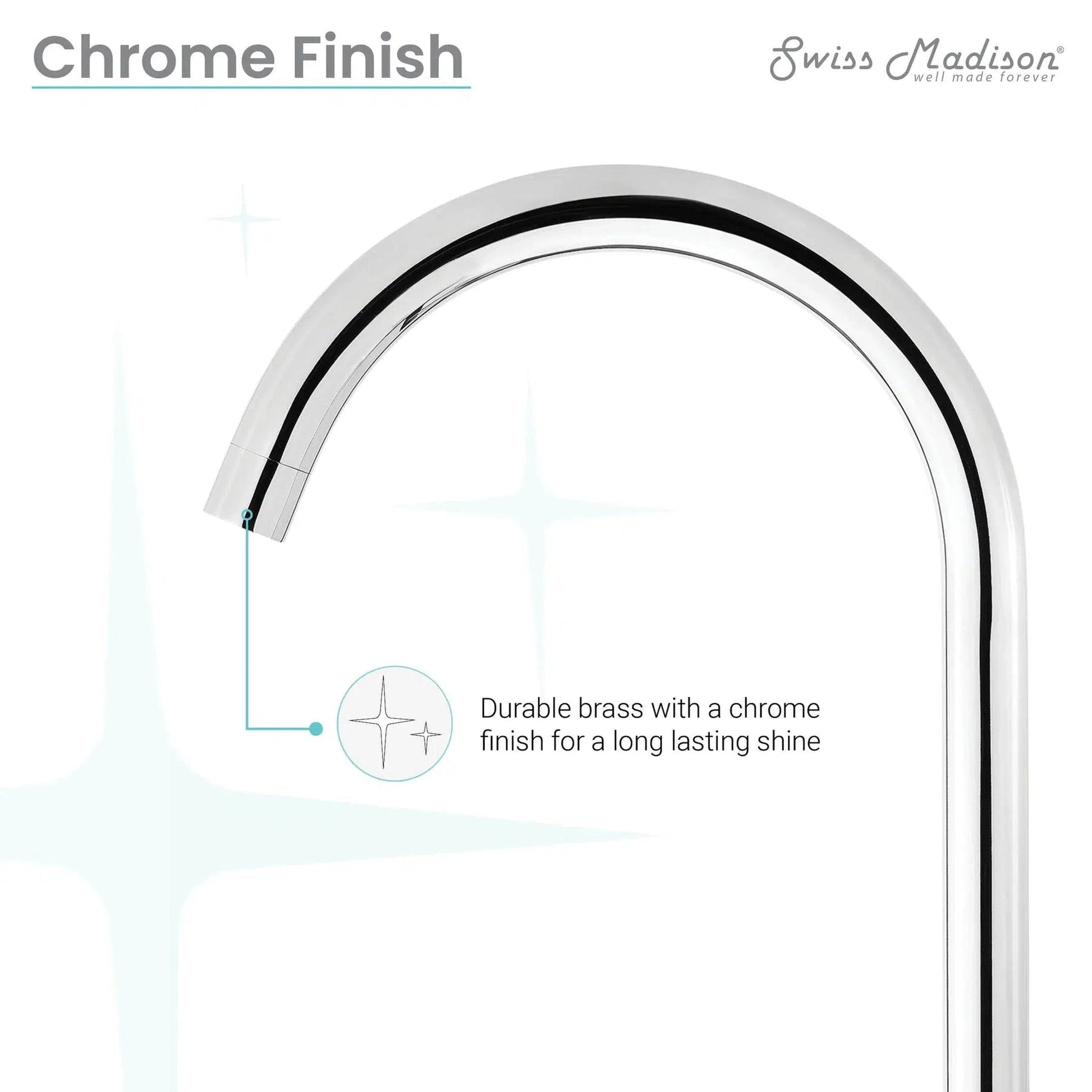 Swiss Madison Daxton 8" Chrome Widespread Bathroom Faucet With Bar Handles and 1.2 GPM Flow Rate