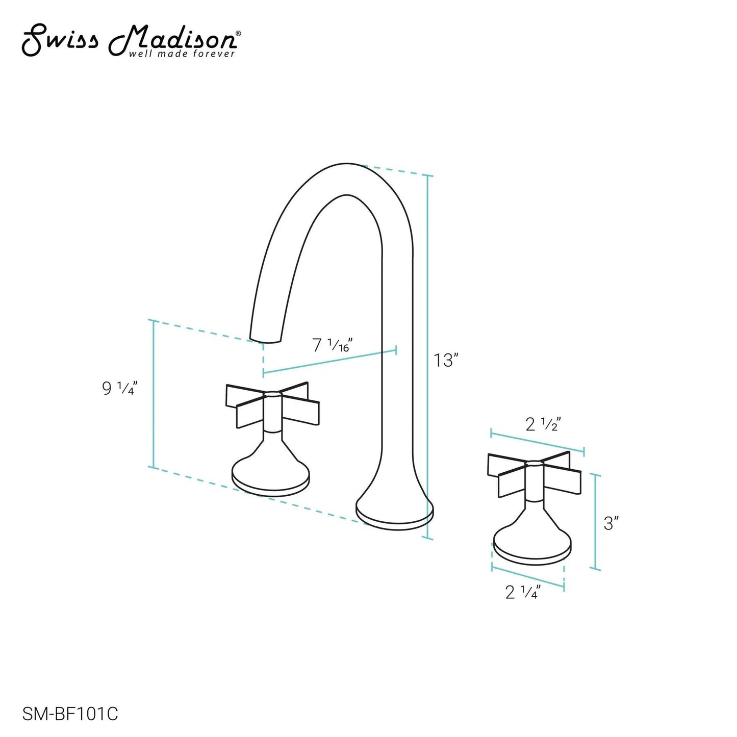 Swiss Madison Daxton 8" Chrome Widespread Bathroom Faucet With Cross Handles and 1.2 GPM Flow Rate