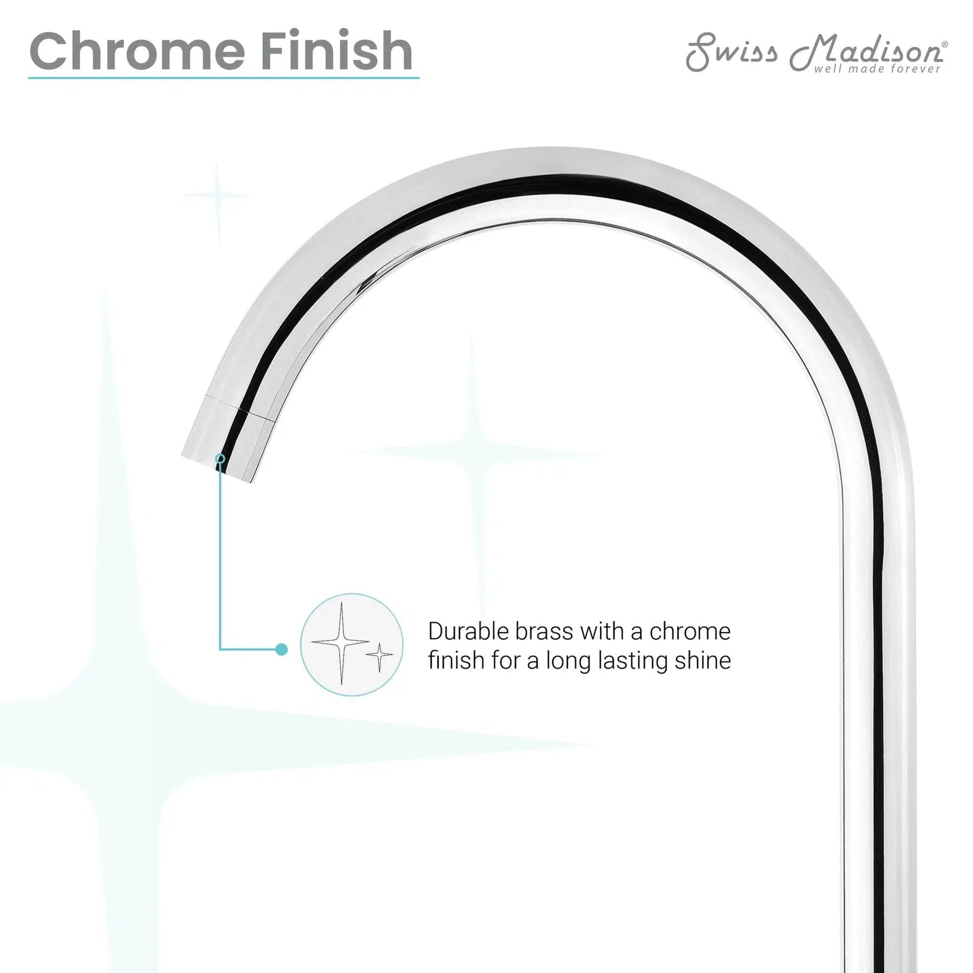 Swiss Madison Daxton 8" Chrome Widespread Bathroom Faucet With Cross Handles and 1.2 GPM Flow Rate