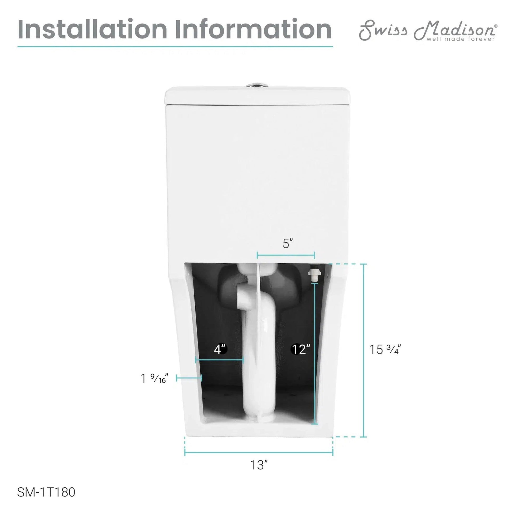 Swiss Madison Dreux 15" x 31" White One-Piece Elongated High Efficiency Floor-Mounted Glazed Ceramic Toilet With 0.8 GPF Water Saving Patented Technology