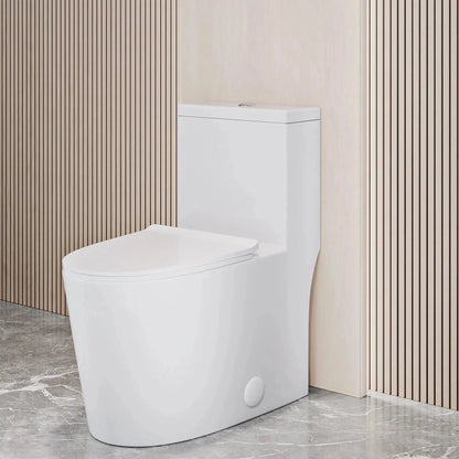 Swiss Madison Dreux 15" x 31" White One-Piece Elongated High Efficiency Floor-Mounted Glazed Ceramic Toilet With 0.8 GPF Water Saving Patented Technology